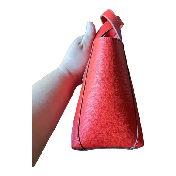 Loeffler Randall Ribbon Mini Leather Shopper Persimmon Red Convertible Crossbody - Picture 8 of 16